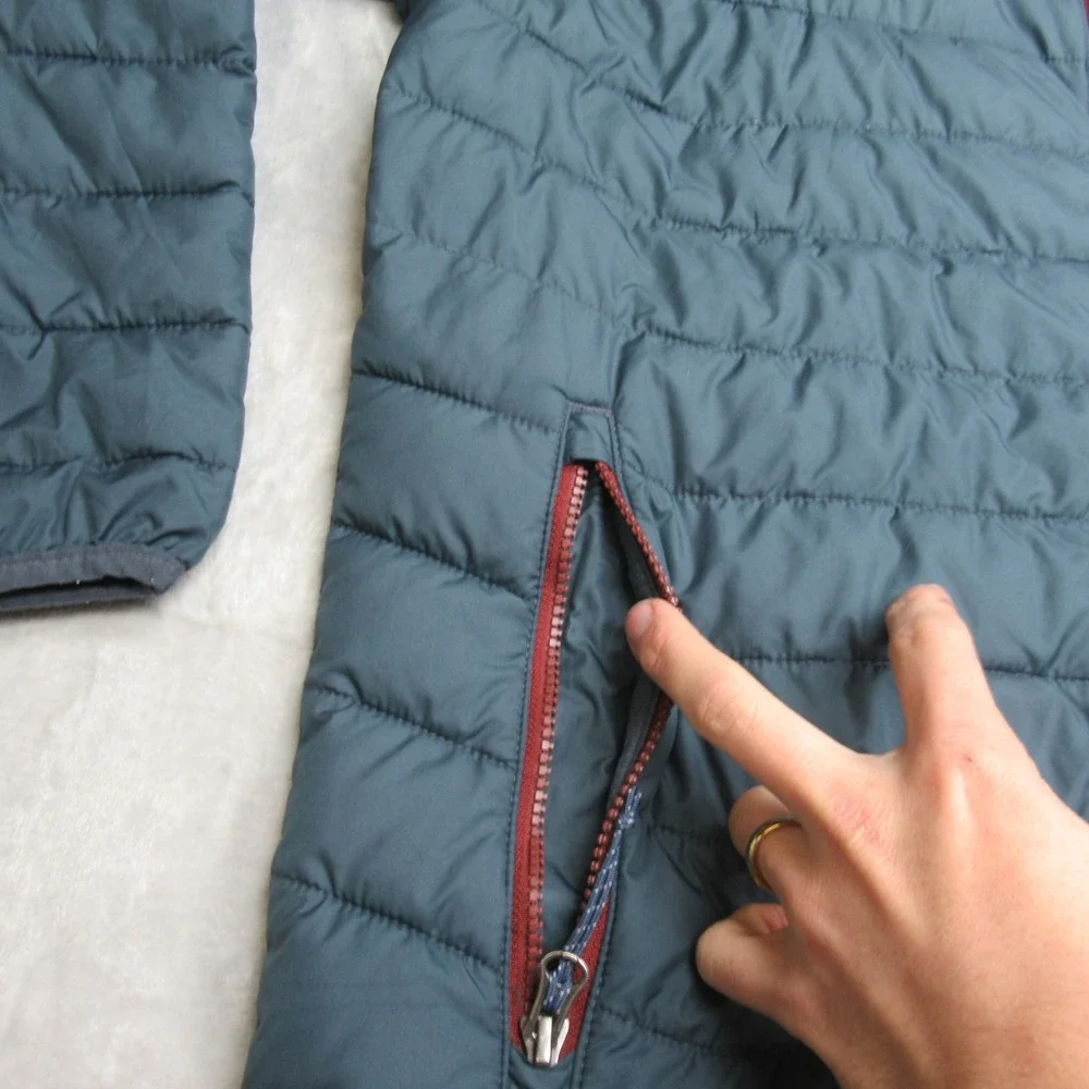 Columbia Jacket Men Medium Blue Green Insulated Quilt Light FullZip Puff Thermal